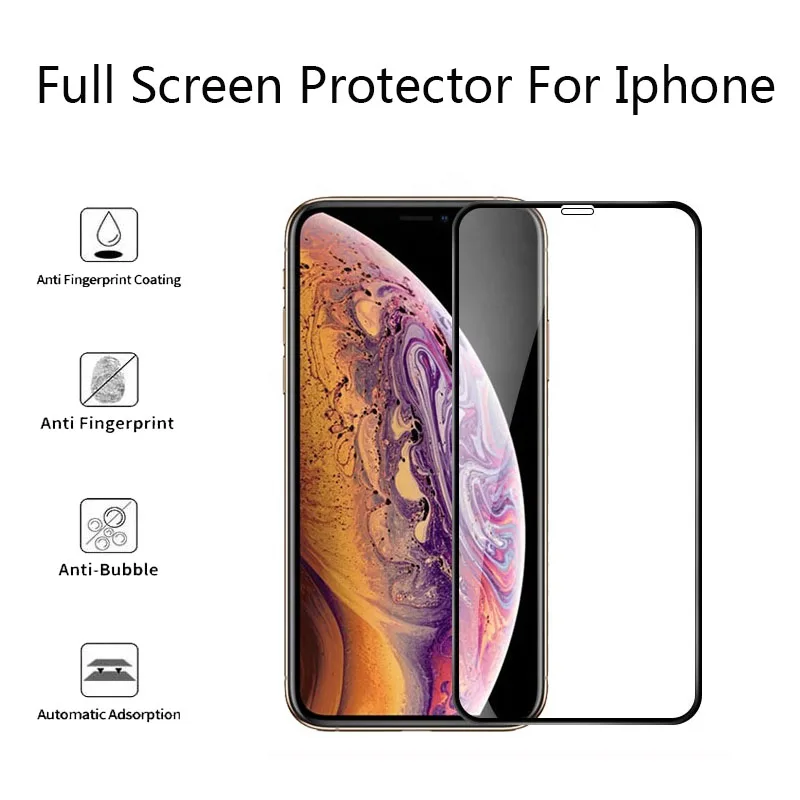 

Закаленное стекло 9H на весь экран для i7 i8 i6 i6s Plus, 10 шт., защитная пленка для экрана для 11Pro Max X XS Max XR, стекло