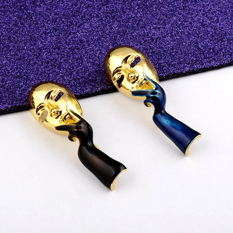 SHANGZHIHUA 2021 new retro gothic gold mask brooch for women luxury temperament unusual jewelry gift accessories | Украшения и