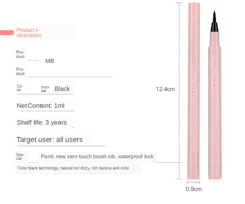 Водостойкая Подводка для глаз MB 2020 Стойкая подводка розовое золото Черная