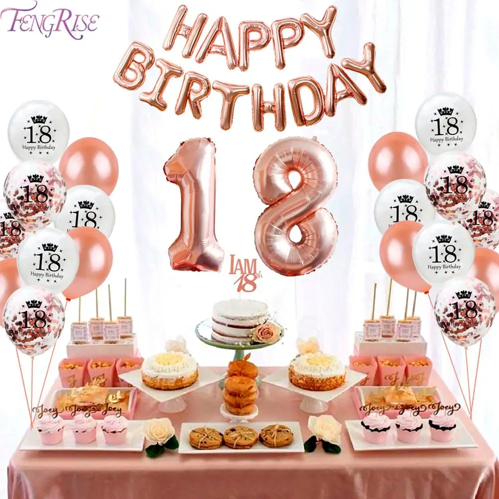 FENGRISE воздушные шары с конфетти цвета розовое золото шар на день рождения 18th 21th