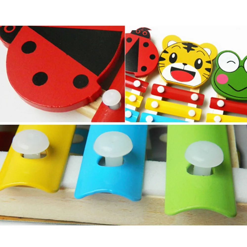 Детский Радужный деревянный 5 Note мультяшный стоячий ксилофон glockenждение ручной