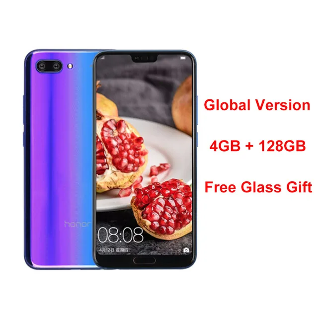 Blue Глобальная версия Honor 10 4 Гб 128 Гб Смартфон 24 МП Восьмиядерный мобильный телефон двойная камера Face ID NFC android 8,1 3400 мАч - Цвет: Blue