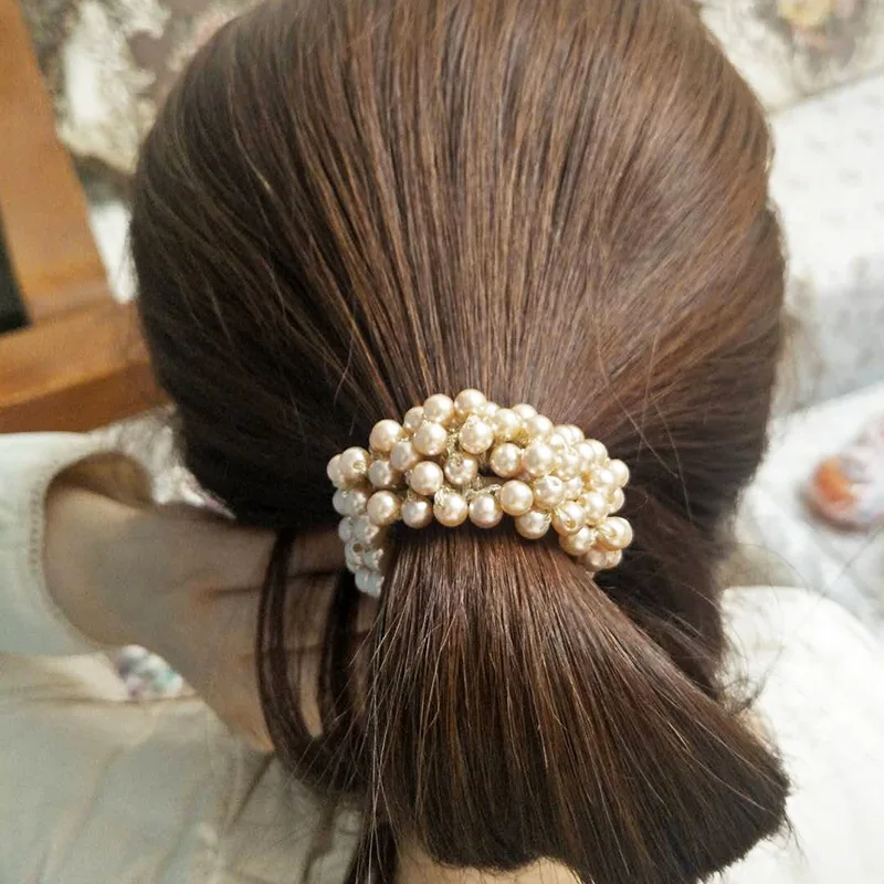 8 цветов женские элегантные жемчужные резинки для волос с бусинами девушек
