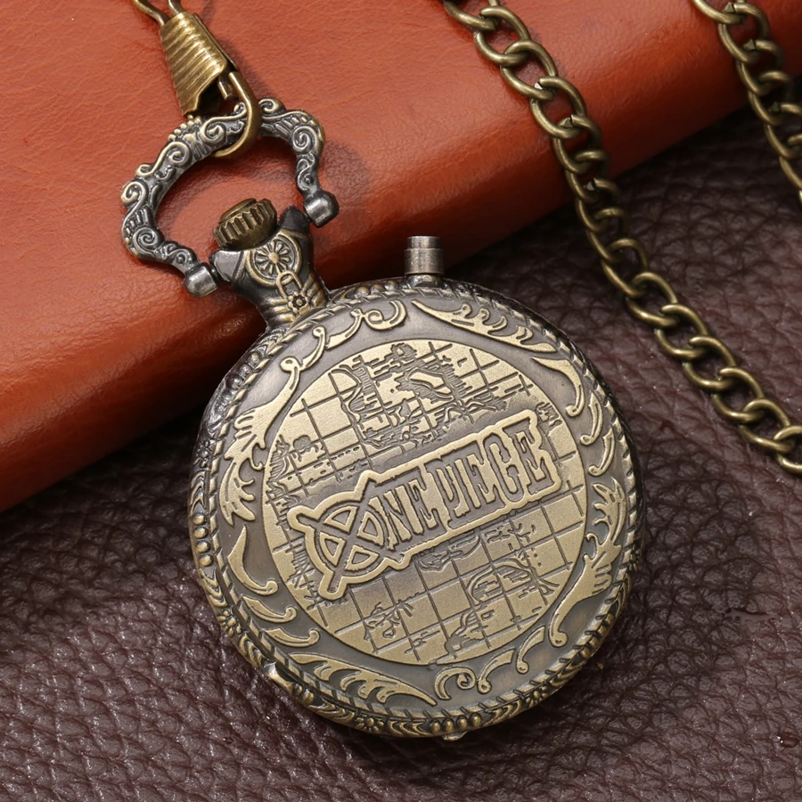 

Luminous LED Pocket Watch Japan Cartoon Anime One Piece Pocket Watches Necklace Chain Vintage FOB Steampunk Pendant Flash Clock
