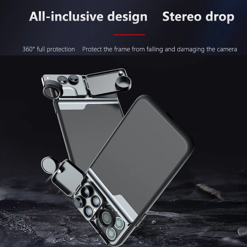 Phone Case 5 in 1 Phone Lens Wide Angle CPL Filter/10X/20X Macro/Fisheye/2X Telephoto Lens for iPhone 11/11 Pro/11 Pro Max