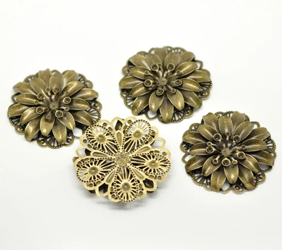 

DoreenBeads Antique Bronze Filigree Flower Embellishment Findings 4.8cm(1-7/8"), sold per lot of 10 (B17638), yiwu