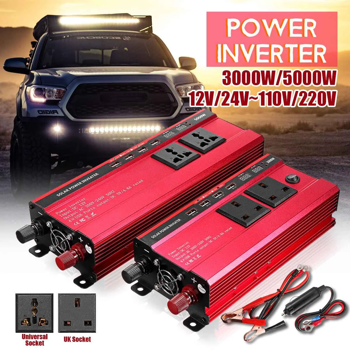 Autoleader 5000 Вт Солнечный Инвертор постоянного тока 12 В/24 В к AC 110 В/220 В модифицированный синусоидальный преобразователь для автомобиля и грузовика