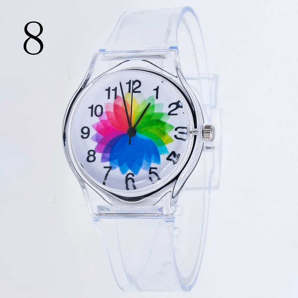Часы наручные женские с пластиковым мультяшным рисунком модные кварцевые