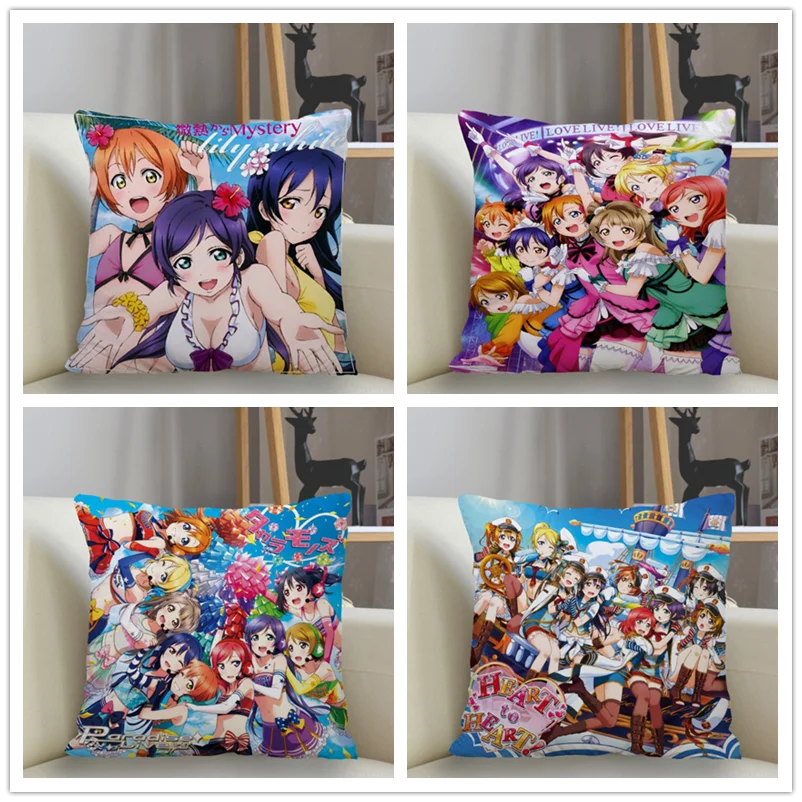 

Заказной Love Live! Квадратная Наволочка на молнии, 45*45 см