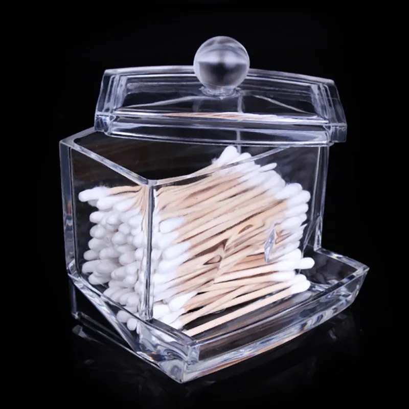 Portable Clear Acrylic Storage Holder Box Transparent Cotton Swabs Stick Cosmetic Makeup Organizer Case Home | Товары для хранения