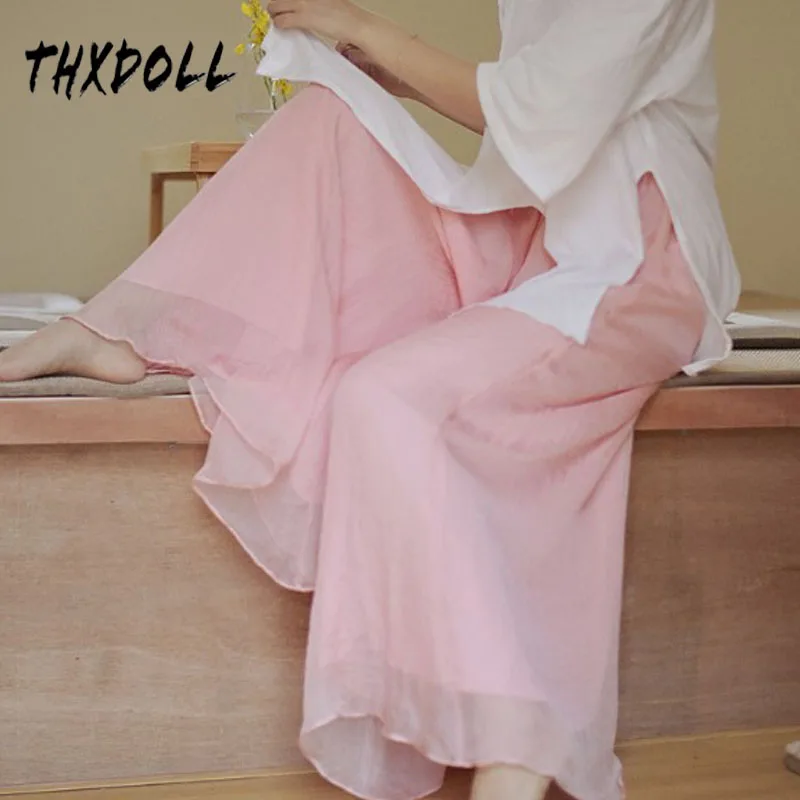 Широкие брюки женские 6 цветов Свободные повседневные Модные шифоновые длинные