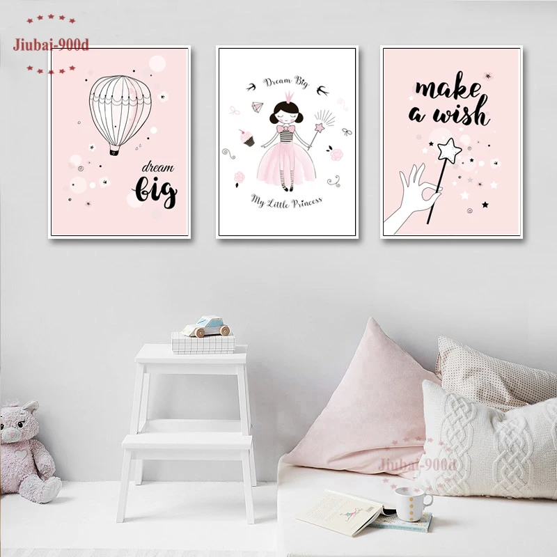900D Детский мультфильм девушка качели плакаты Холст Картина детская комната