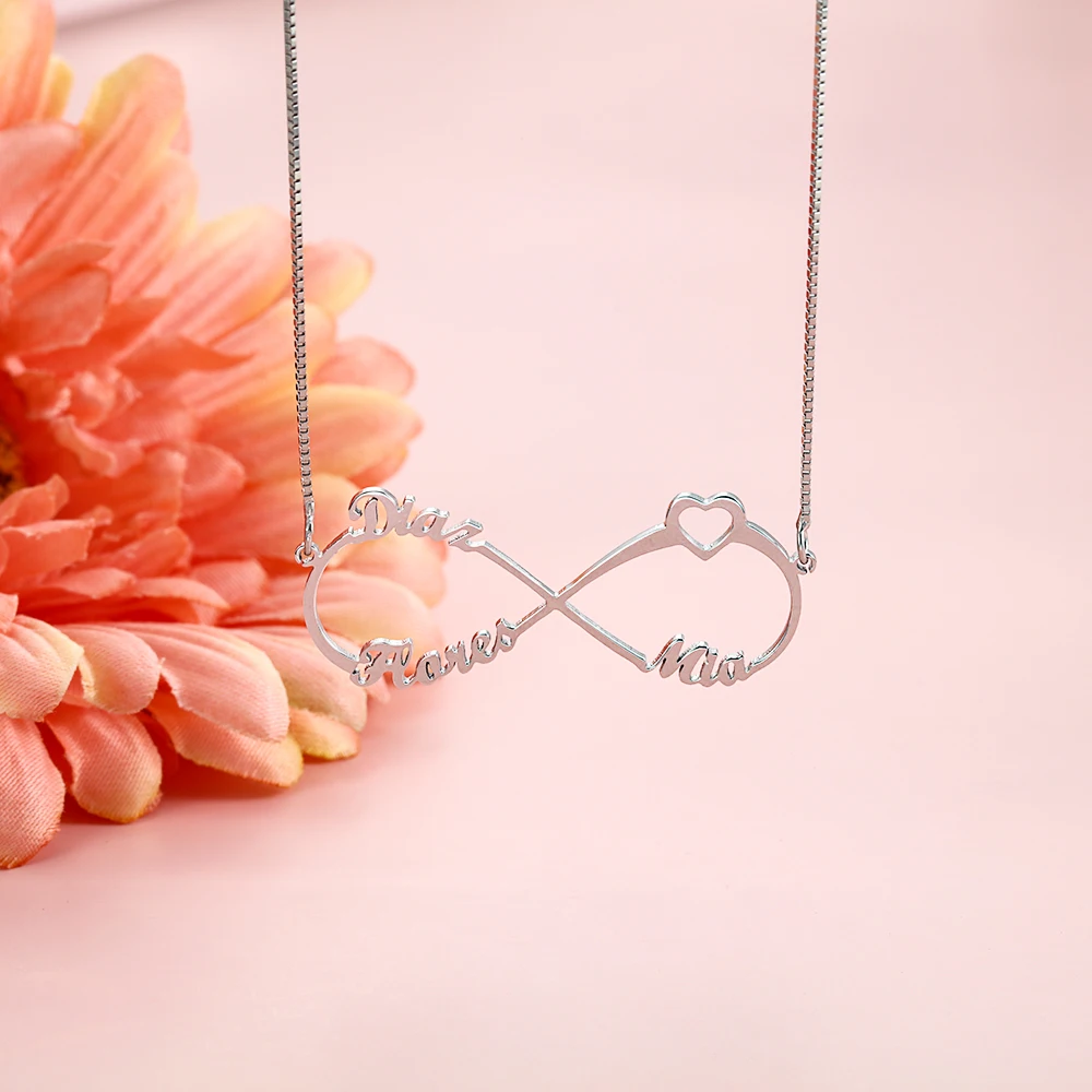 Ожерелье из серебра 925 пробы с кулоном в виде сердца бесконечности|fine jewelry|jewelry