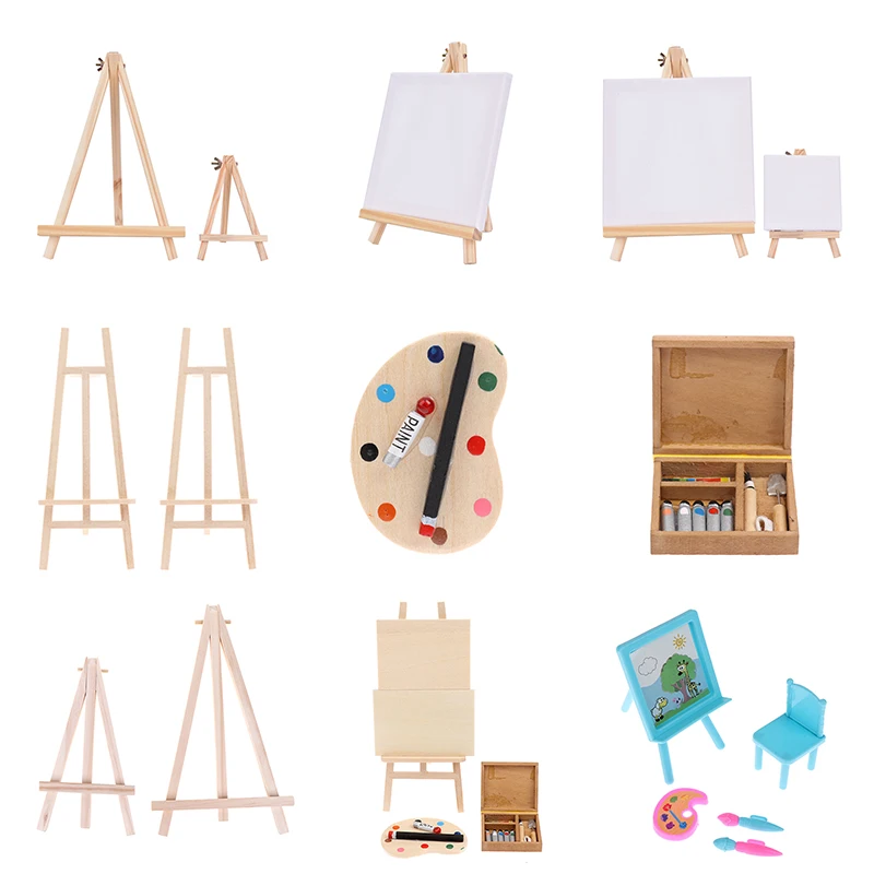 

Simulation Wood Easel Miniature Drawing Board Dollhouse Mini Portrait Drawing Frame Drawing Board Artists Mini Easel