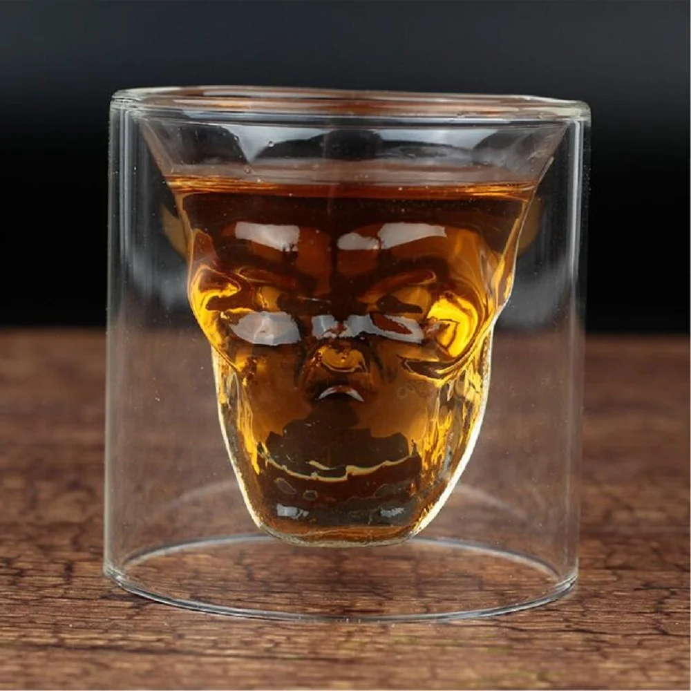 7Pcs/Set Transparent Skull Bottle Glasss Cup Set 550ml Crystal Glass Decanter With 75ml Head Shot Glasses Cups For Wine Whiskey images - 6
