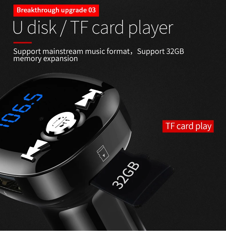 Новое Bluetooth автомобильное зарядное устройство BC40 FM модулятор беспроводной Handsfree