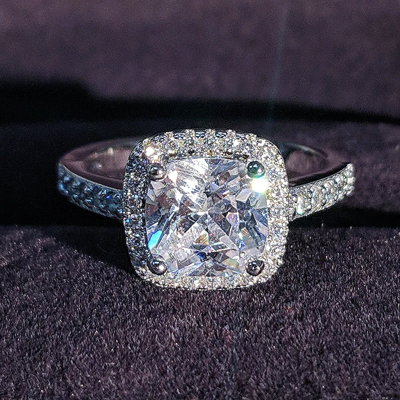 Оригинальный 925 пробы Серебряная Подушка Cut палец кольцо ювелирные наборы для