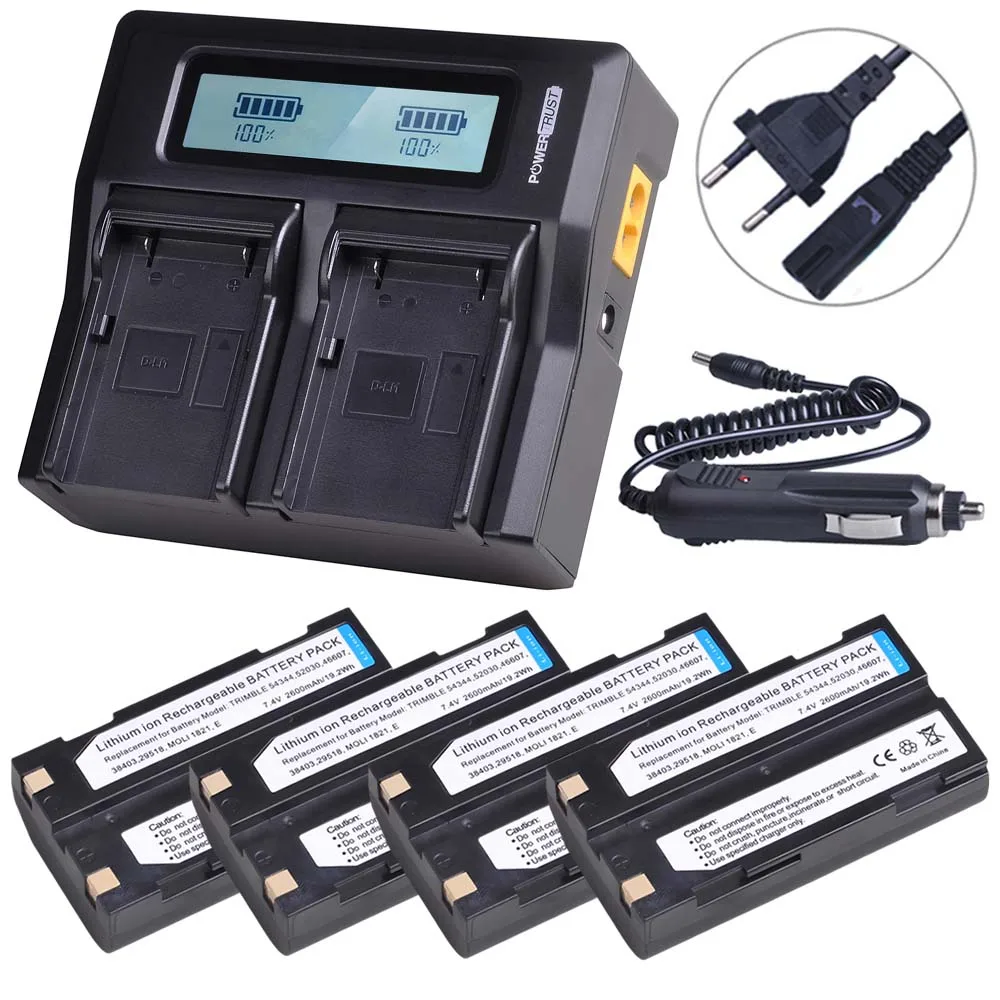 4battery and charger 3 шт. 7,4 В 2600 мАч 54344 батарея Акку+ зарядное устройство для Pentax D-LI1 Trimble 5700,5800, R6, R7, R8, TSC1 gps приемник батареи - Цвет: 4battery and charger