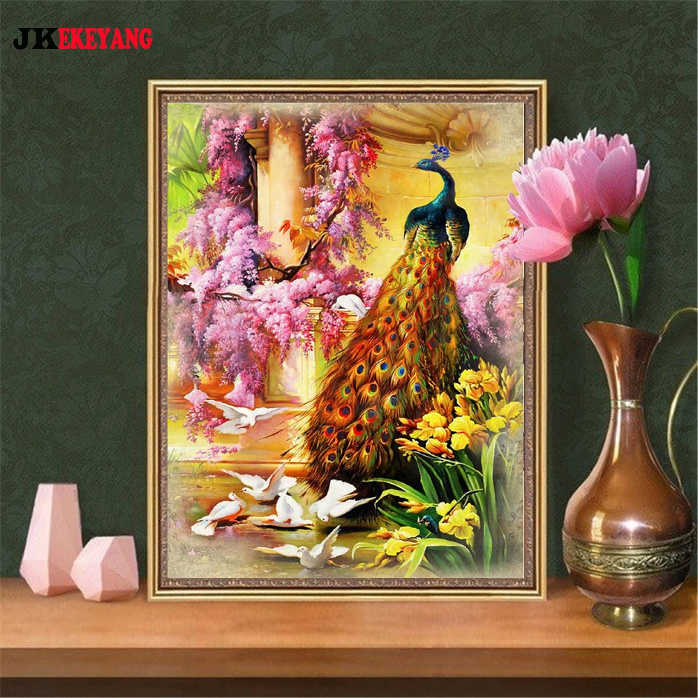 

5D Diy diamond painting Peacock and flower Diamond Mosaic sale Rhinestone Embroidery cross stitch Y4306