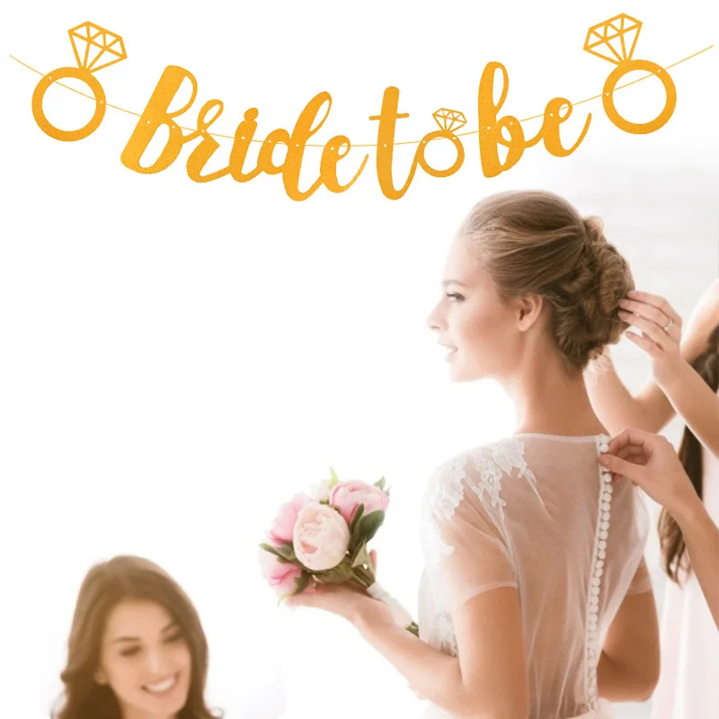 Bachelorette Party Decor 3m Glitter Gold Rose Bride To Be Banner Garland Hen Do Bridal Shower Favors Mr Mrs Wedding Decoration