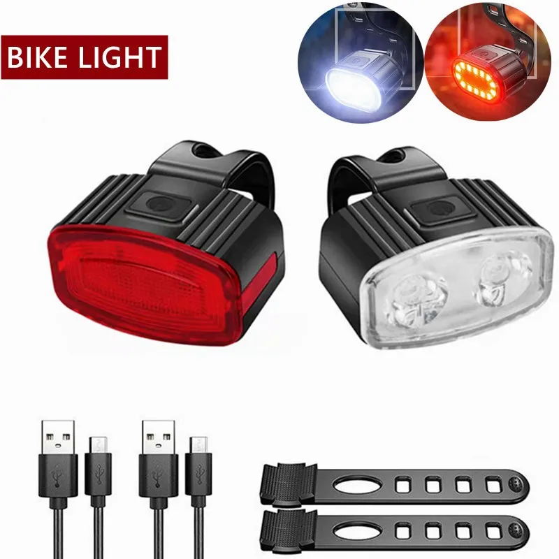 

Front And Rear Bike Light Taillight Waterproof Luz Bicicleta Night Riding Warning MTB LED Headlight Rear Light Bike Accessories