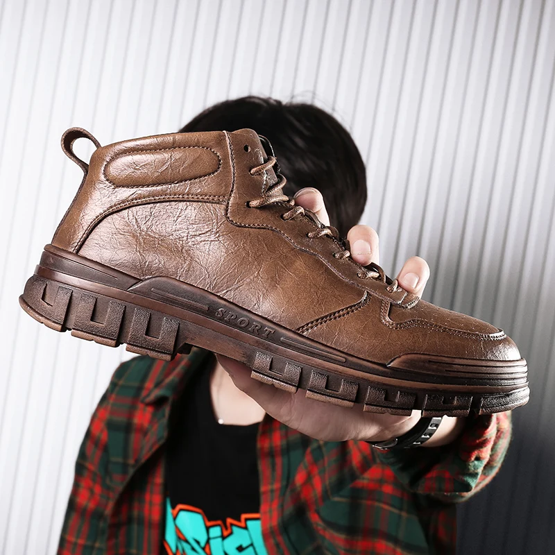 

Men Shoes High Top Fashion Sneakers Men's Boots Autumn Winter Warm Fur Snow Boots