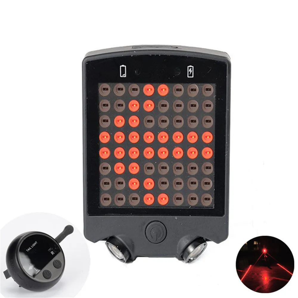 

Bicycle Rear Light 64 Led Usb Charging Remote Bicycle lighting Wireless Control Automatically Turn Signals Laser Bike Tail Ligh