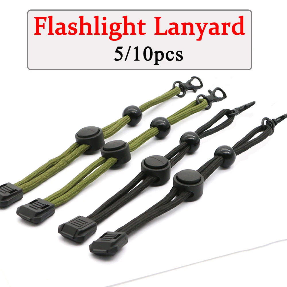 

5/10Pcs 20CM Flashlight Straps Lanyard Sling EDC Outdoor Tools Black Paracord Ajustable Anti Lost For Torch Camera Phone Kits