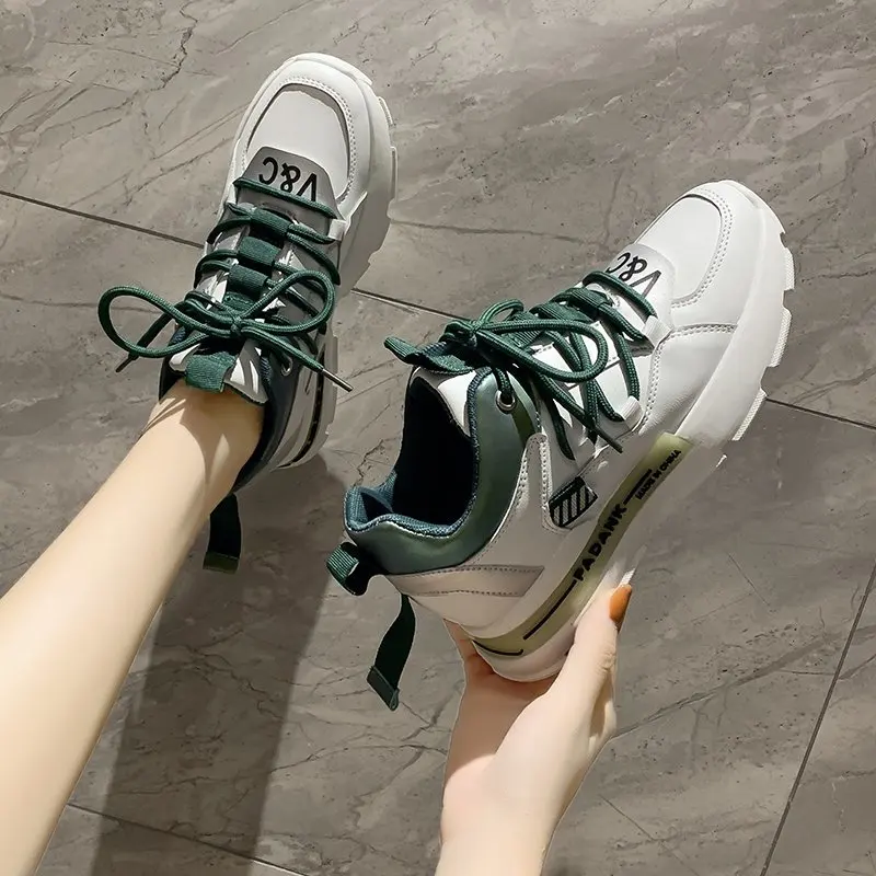 

Women's Chunky Sneakers Thick Bottom Platform Vulcanize Shoes Fashion Breathable Dad Shoes Casual Running Shoe for Woman 2020