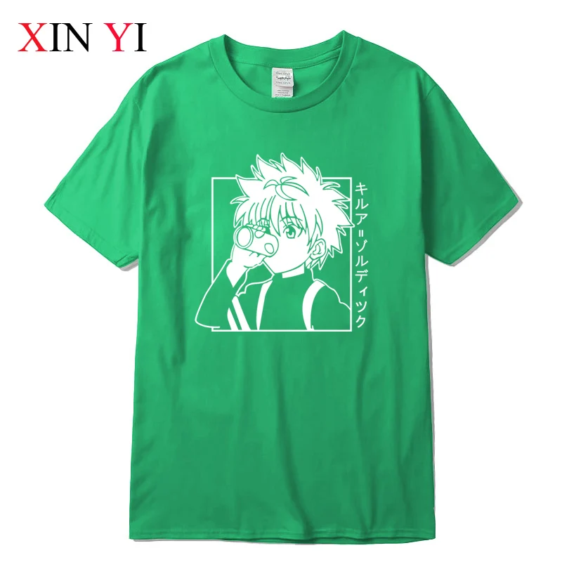 XIN YI Men's Casual High Quality 100% Cotton T-shirt Tops Kawaii Hunter X Tshirt Killua Zoldyck Anime Tee Shirt | Мужская одежда