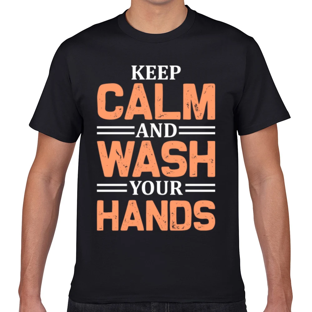 

Футболка мужская с надписью «keep calm and wash your hands», fa001