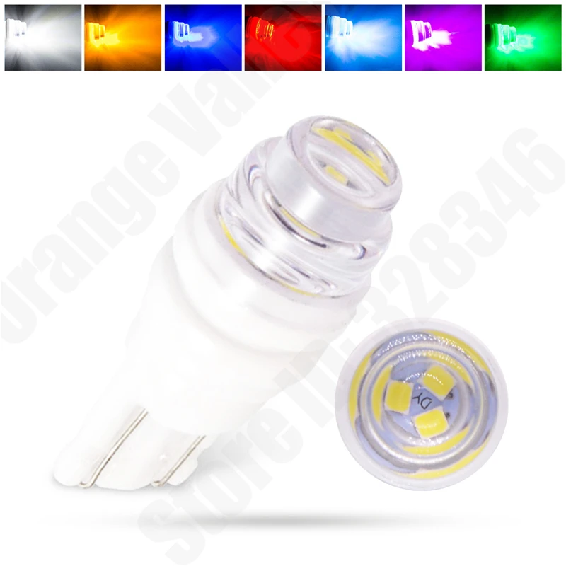 

100Pcs Heat Durable W5W T10 LED Ceramic Lens White Red Blue Yellow Car LED 194 168 Wedge Side License Plate Light Lamp DC 12V