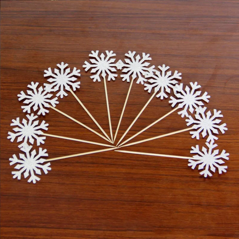 Silver 10 Pcs 10 шт. снежинка кекс топперы Счастливого рождества декор украшения для дома украшения год Санта Клаус - Цвет: Silver 10 Pcs