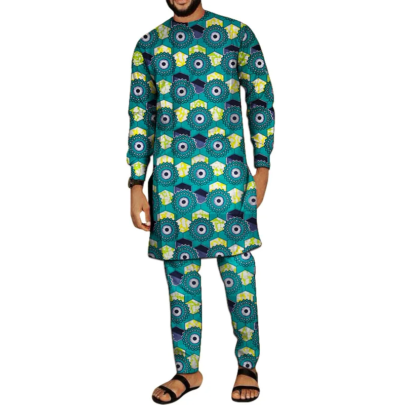 

African fashion o-neck shirts with trousers tailor made pant sets male groom suits Dashiki male Ankara outfits party clothes