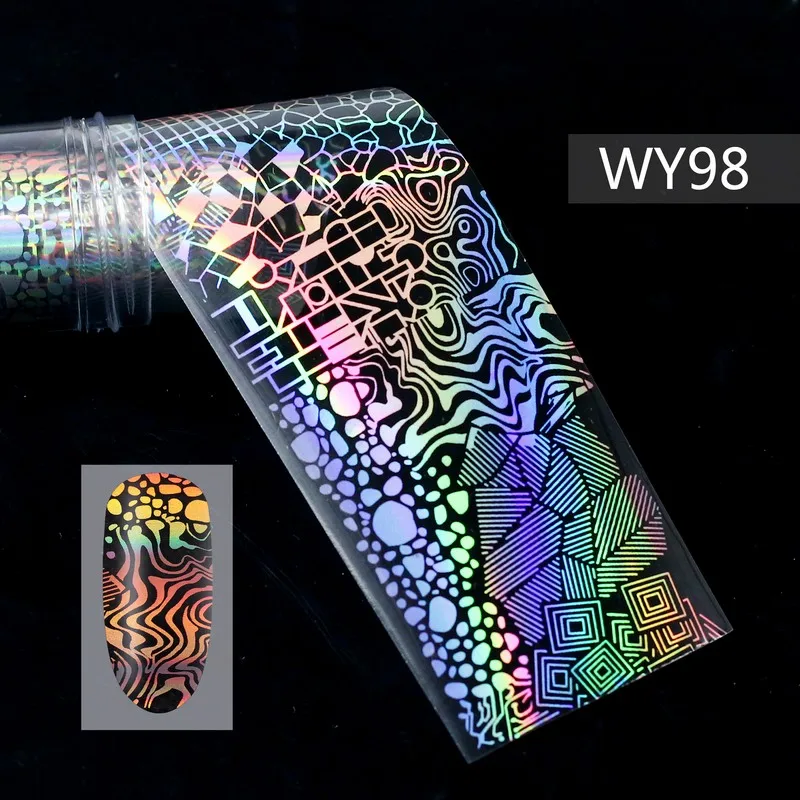 WY98 Foils Sticker 28 узоров голографические лазерные ногтевые переводные наклейки из фольги пламенный цветок Единорог Переводные картинки для ногтей украшения для дизайна ногтей - Цвет: WY98 Foils Sticker