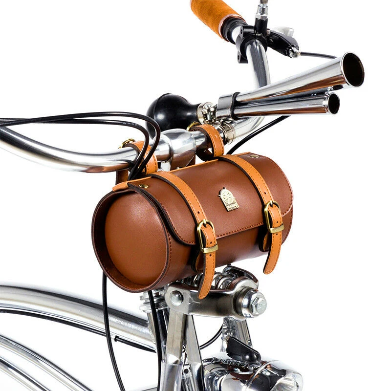 

PVC Leather Retro Brown Bicycle Handlebar Bag Water Resistant Back Seats Bags For Bicycle Handlebar Tools Bag Photography Props