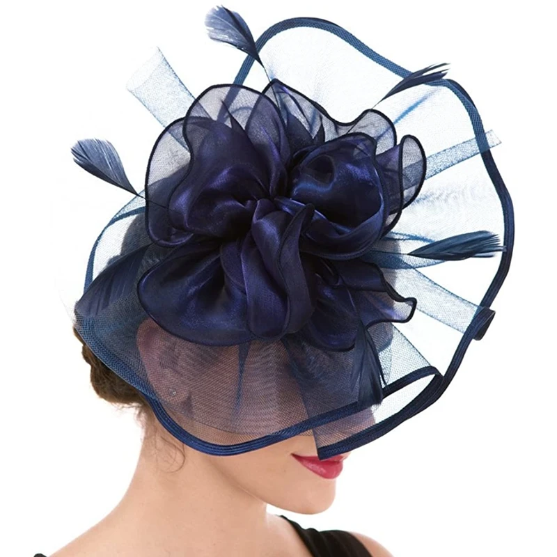 

Fascinator Women's Organza Church Kentucky Derby British Bridal Tea Party Wedding Hat Summer Ruffles Cap