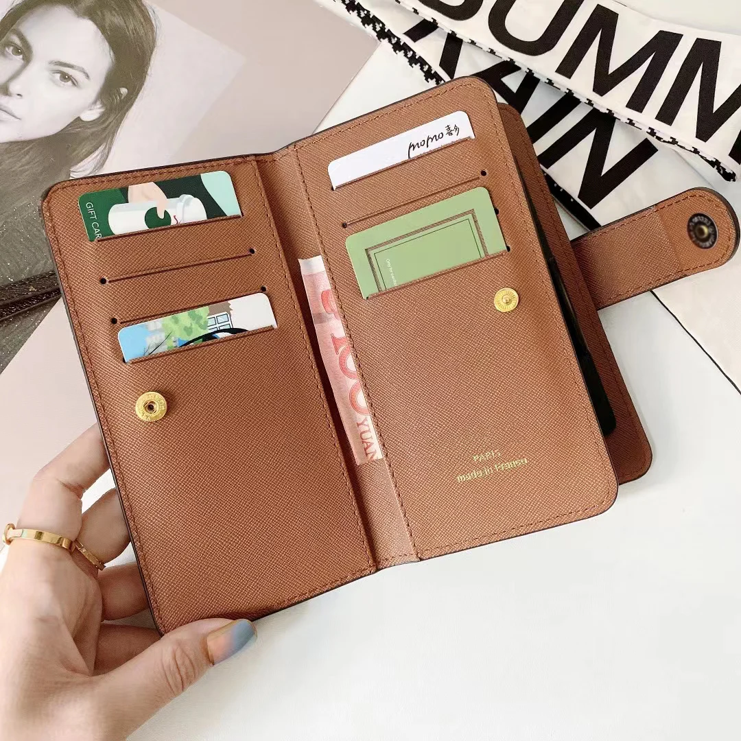 

Luxury Brand Flip Adjustable Size Three layers Wallet Phone Case For Iphone Samsung A50 51 71 S21 Ultra Xiaomi Redmi Bag Cover