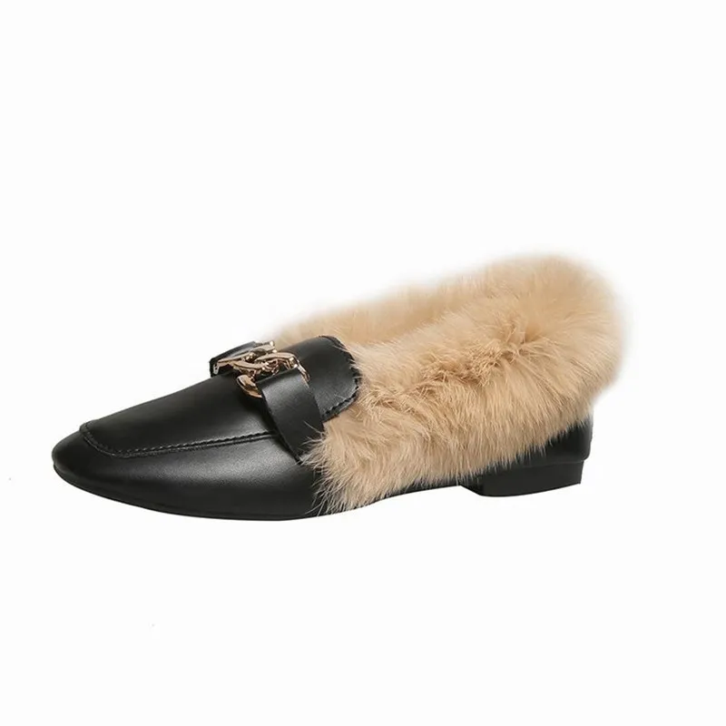 

Corporis big size 35-41 fashion flats women square toe ladies shoes fur keep warm comfortable shoes woman flat with female shoes