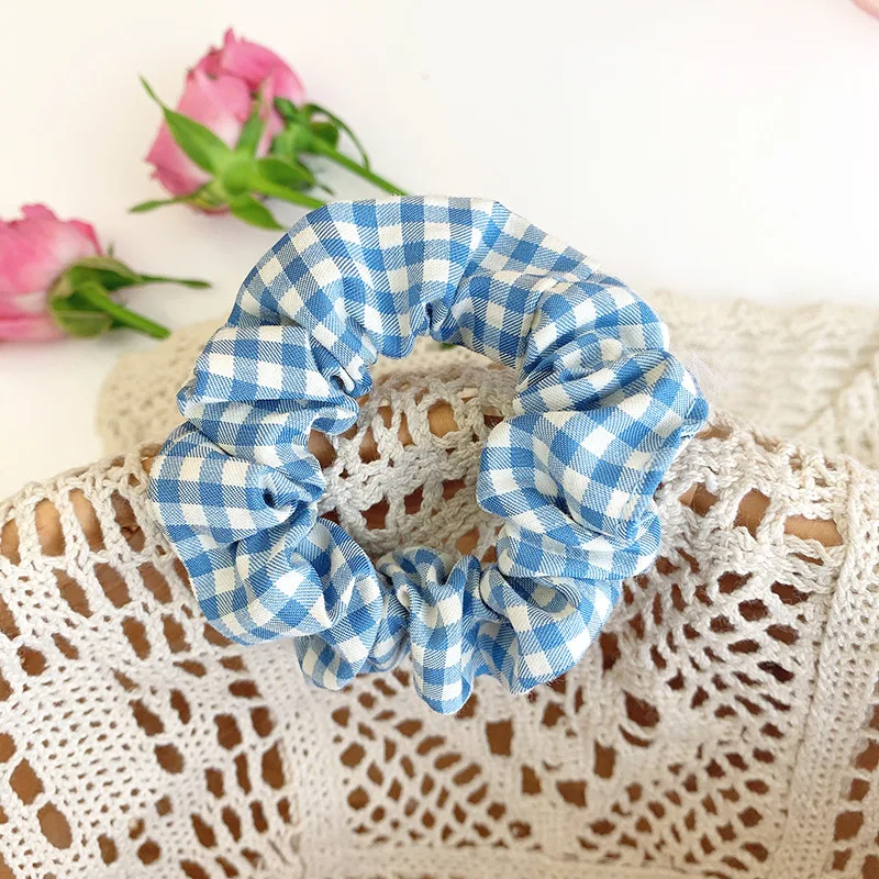 

Aphrodite Candy Plaid Hair Ties Scrunchie Elastic Headband Free Size Women Girls Headwear Ponytail Holder Hair Accessories