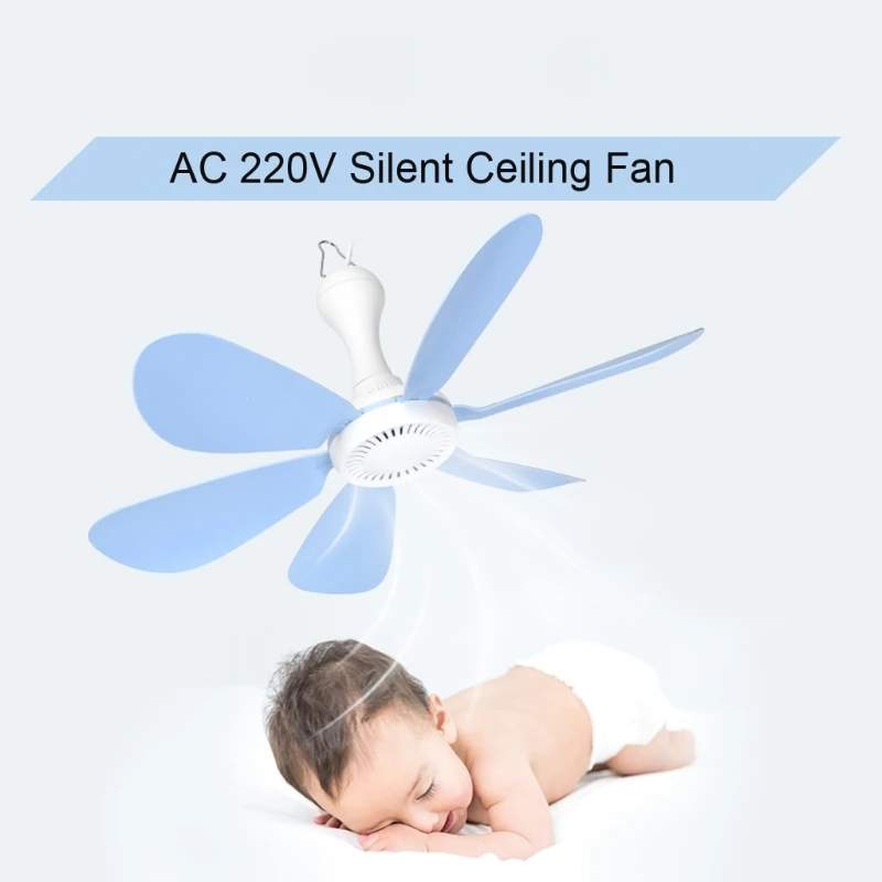 

AC 220V 20W 6 Leaves One Speed 16.5" Ceiling Fan mini Fan Dormitory Hanging fan with 1.8m Power Cable On Off Switch