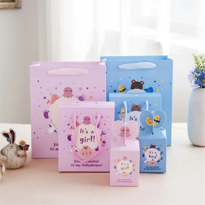 25pcs Baby Shower Cartoon Birth Gift Bag Paper Dragee Boxes Baptism Birthday First Communion Christening Wedding Decor | Дом и сад