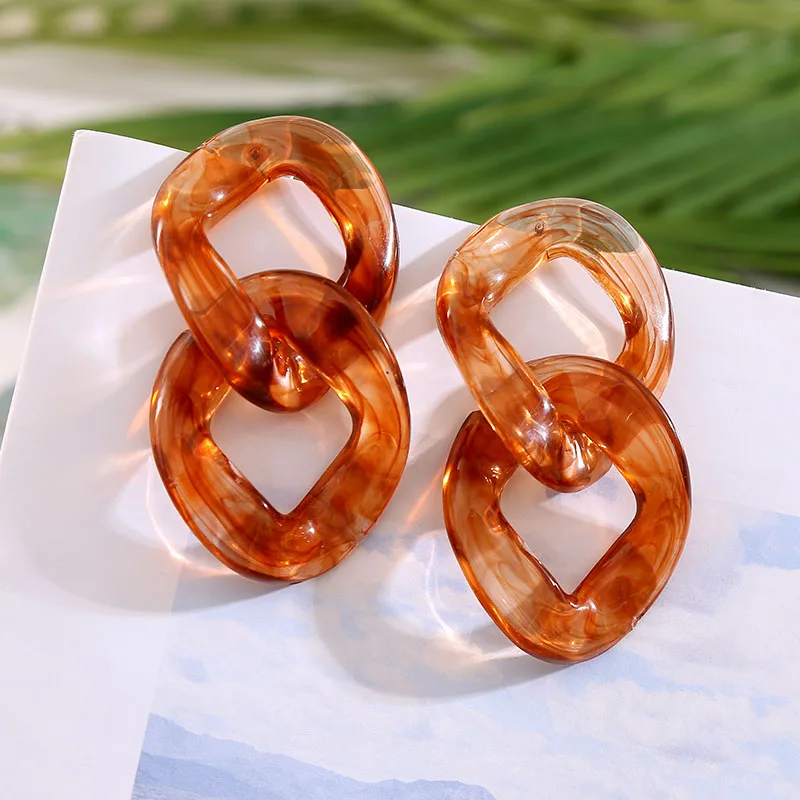 Новые винтажные геометрические длинные серьги-капельки из коричневого акрила