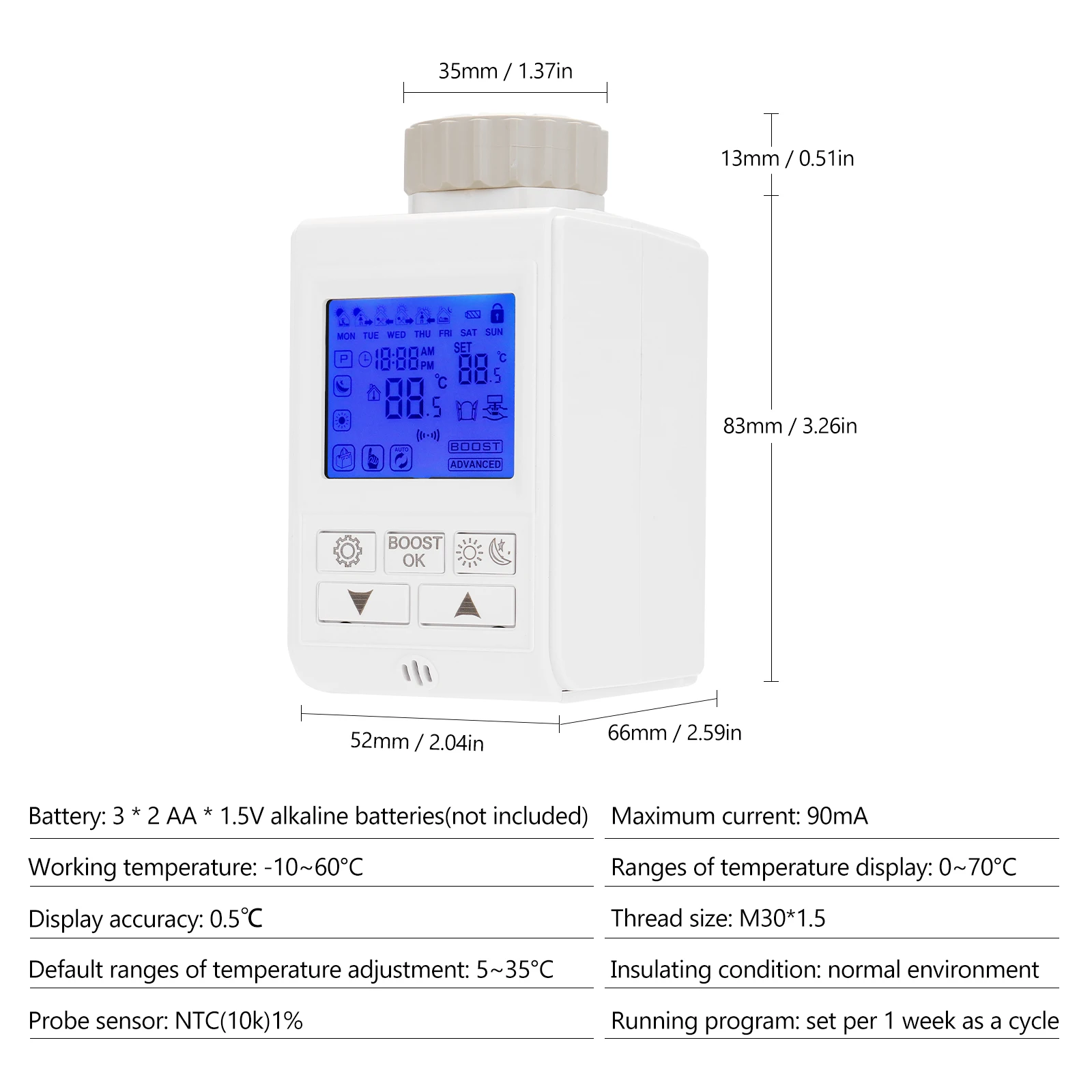 Термостатический радиаторный клапан интеллигентая (ый) Контроль температуры