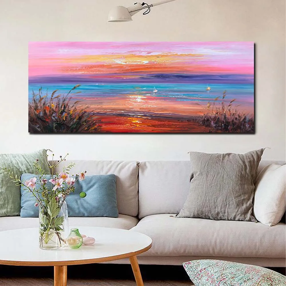 

Oil Painting on Canvas Handmade Abstract Thick Impasto Sunset Landscape Art Scenery Canvas Living Room Home Decor Drop Shipping