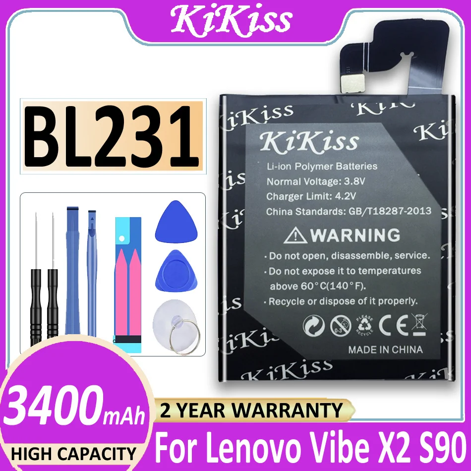 

Оригинальный аккумулятор KiKiss BL231 3400 мАч для Lenovo VIBE X2 X2-TO X2-CU S90 S90U S90T Bateria + номер отслеживания