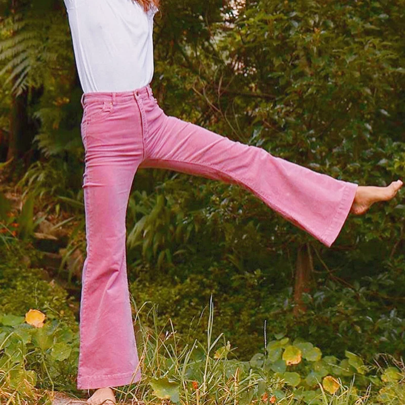 

Bella Philosophy women autumn solid high street pants ladies high waist Wide leg pants female Corduroy leggings vintage bottoms