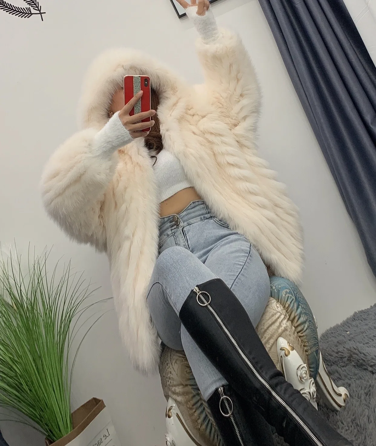 Высококачественная Роскошная куртка большого размера из искусственного меха