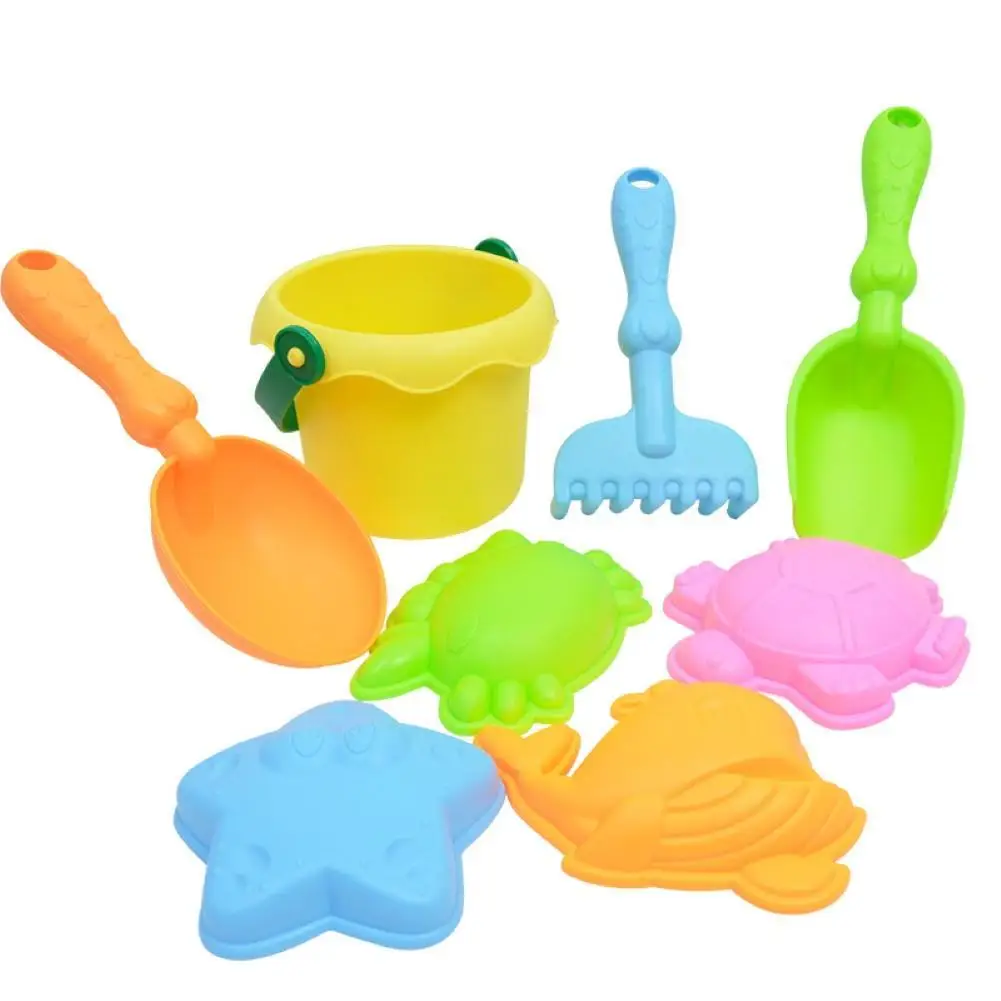 

8Pcs Kids Outdoor Beach Bucket Shovel Rake Mold Water Sand Play House Toy Set