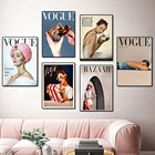 Модная Обложка журнала Vogue, настенный ВИНТАЖНЫЙ ПЛАКАТ с принтом в стиле ретро, женский холст, современный декор для офиса, гостиной, комнаты, дома
